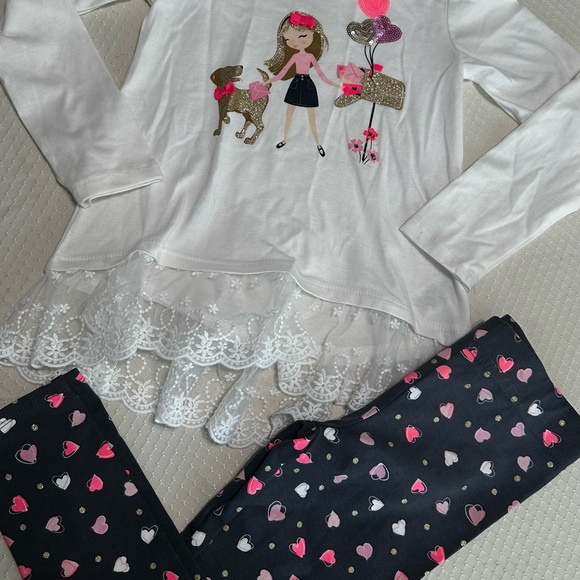 Girls' White and Black Heart  Set - Picture 1 of 4
